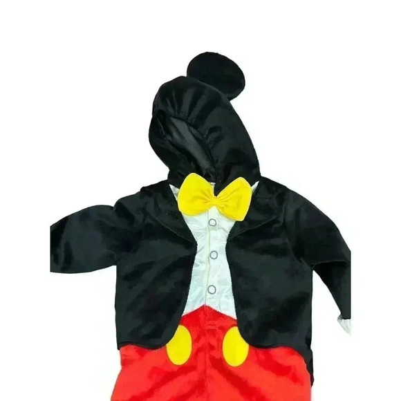 Disney Jr Mickey Mouse Costume Plush Hooded Tuxedo Jumpsuit 6-9 months - Picture 6 of 10